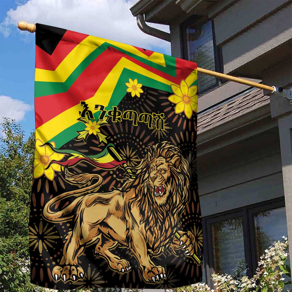 Enkutatash Ethiopia New Year Garden Flag Lion of Judah Adey Abeba Flower LT01