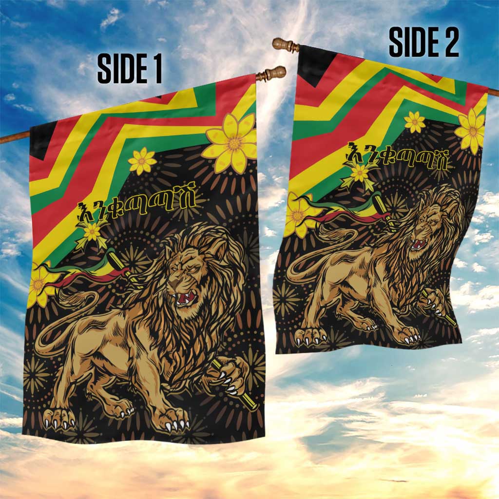 Enkutatash Ethiopia New Year Garden Flag Lion of Judah Adey Abeba Flower LT01