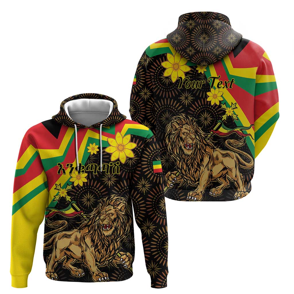 Enkutatash Ethiopia New Year Hoodie Lion of Judah Adey Abeba Flower LT01