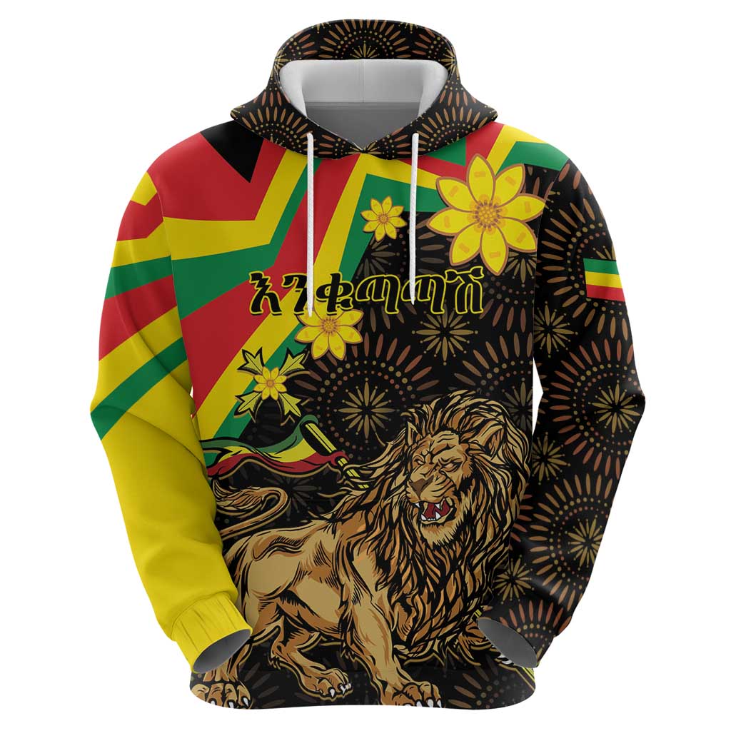 Enkutatash Ethiopia New Year Hoodie Lion of Judah Adey Abeba Flower LT01