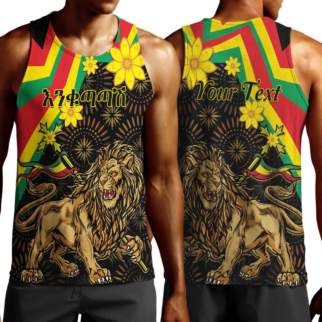Enkutatash Ethiopia New Year Men Tank Top Lion of Judah Adey Abeba Flower LT01