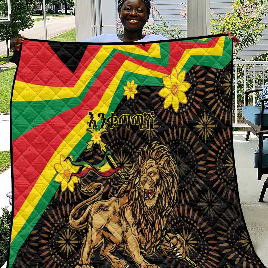 Enkutatash Ethiopia New Year Quilt Lion of Judah Adey Abeba Flower LT01