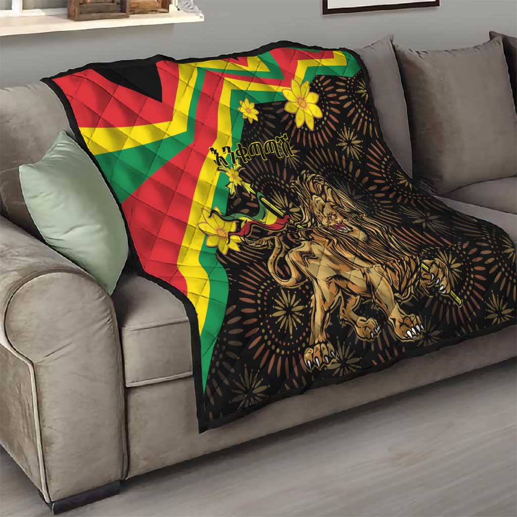 Enkutatash Ethiopia New Year Quilt Lion of Judah Adey Abeba Flower LT01
