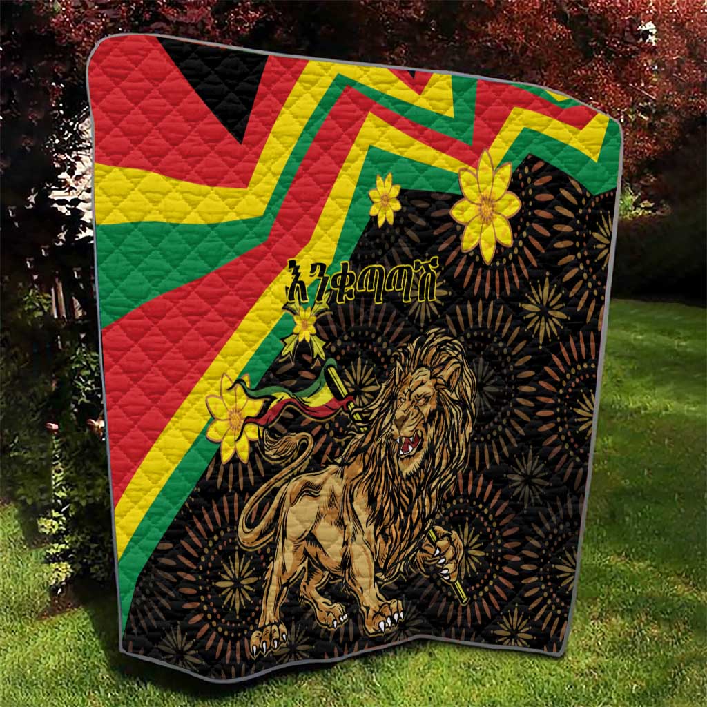 Enkutatash Ethiopia New Year Quilt Lion of Judah Adey Abeba Flower LT01