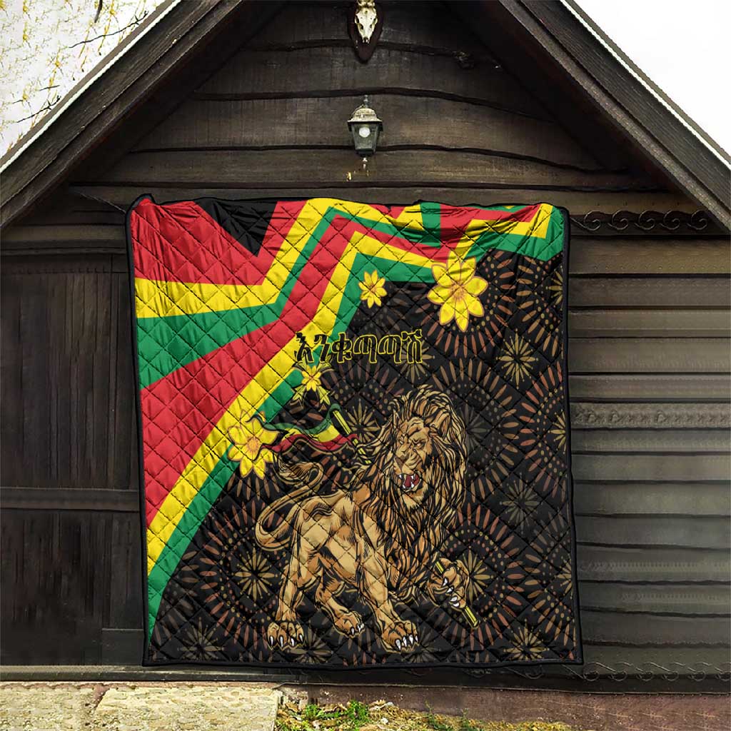 Enkutatash Ethiopia New Year Quilt Lion of Judah Adey Abeba Flower LT01