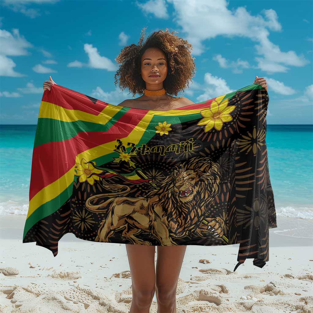 Enkutatash Ethiopia New Year Sarong Lion of Judah Adey Abeba Flower LT01