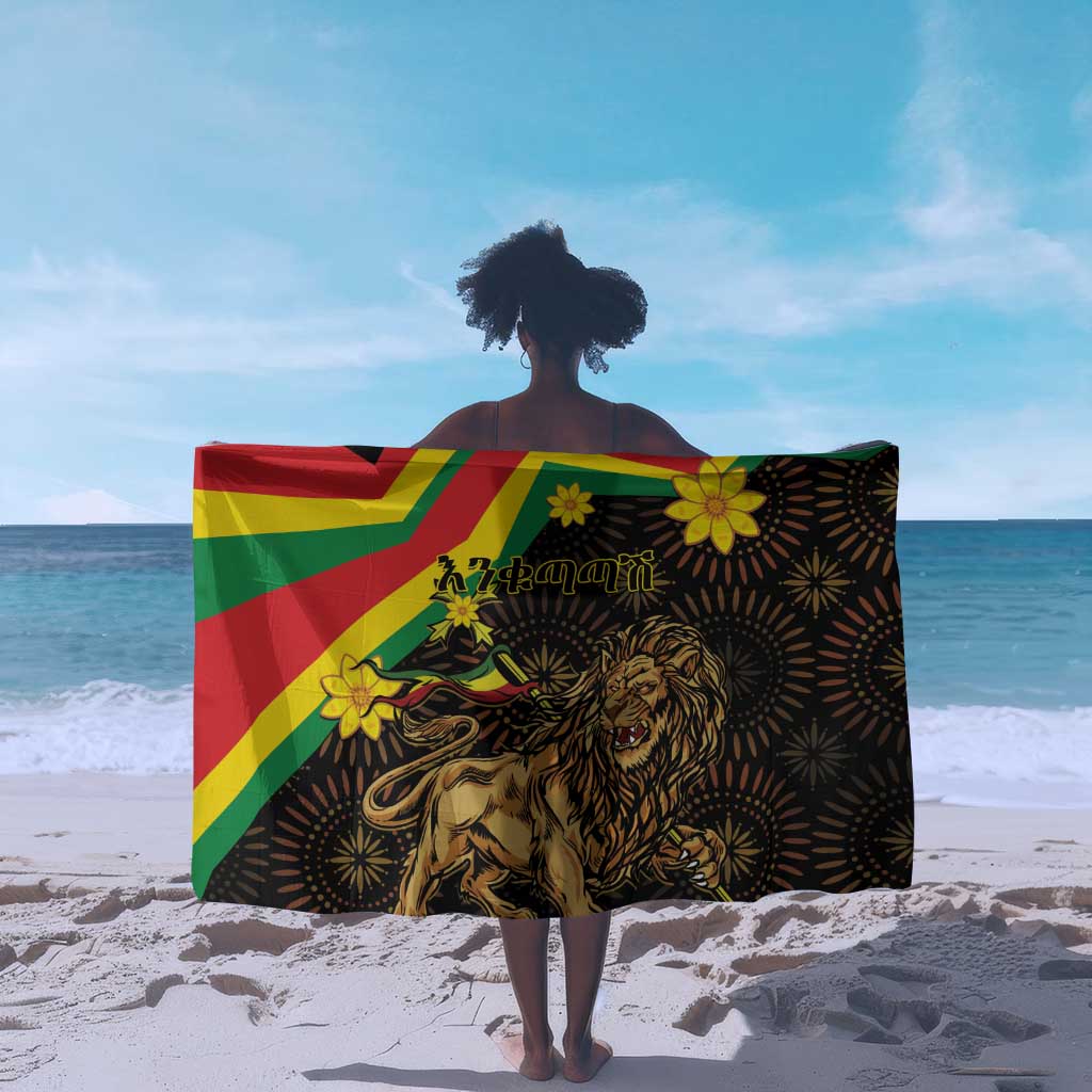 Enkutatash Ethiopia New Year Sarong Lion of Judah Adey Abeba Flower LT01