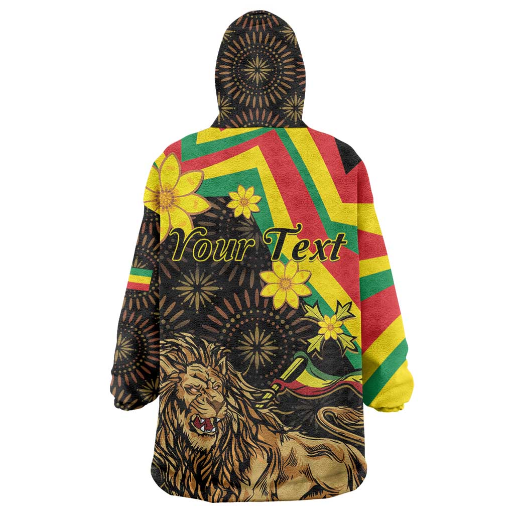 Enkutatash Ethiopia New Year Wearable Blanket Hoodie Lion of Judah Adey Abeba Flower LT01