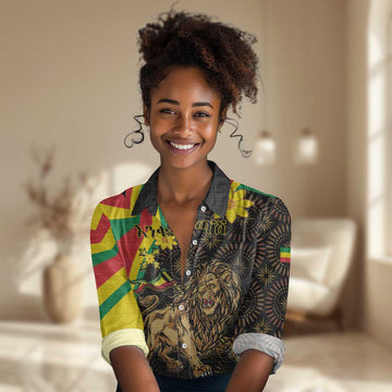 Enkutatash Ethiopia New Year Women Casual Shirt Lion of Judah Adey Abeba Flower LT01