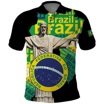 Personalized Brazil Christ the Redeemer Polo Shirt Brasil Map Unique Stylized LT01