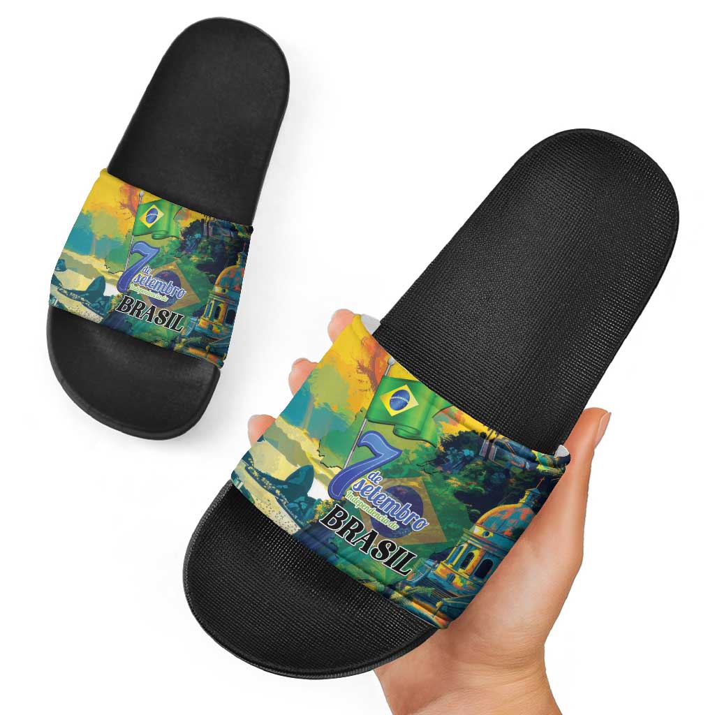 Brazil Sete de Setembro Slide Sandals Brasil Rio de Janeiro Art Style LT01