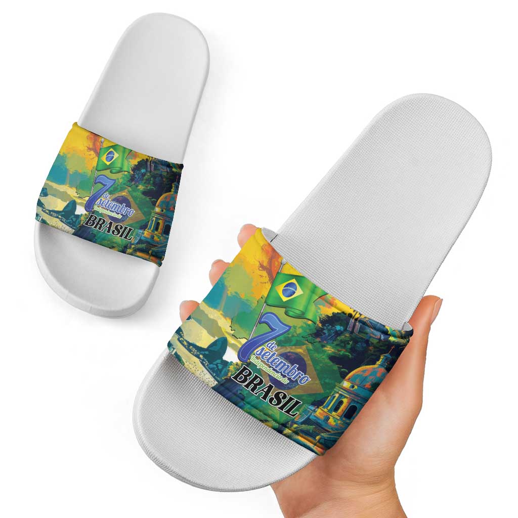 Brazil Sete de Setembro Slide Sandals Brasil Rio de Janeiro Art Style LT01
