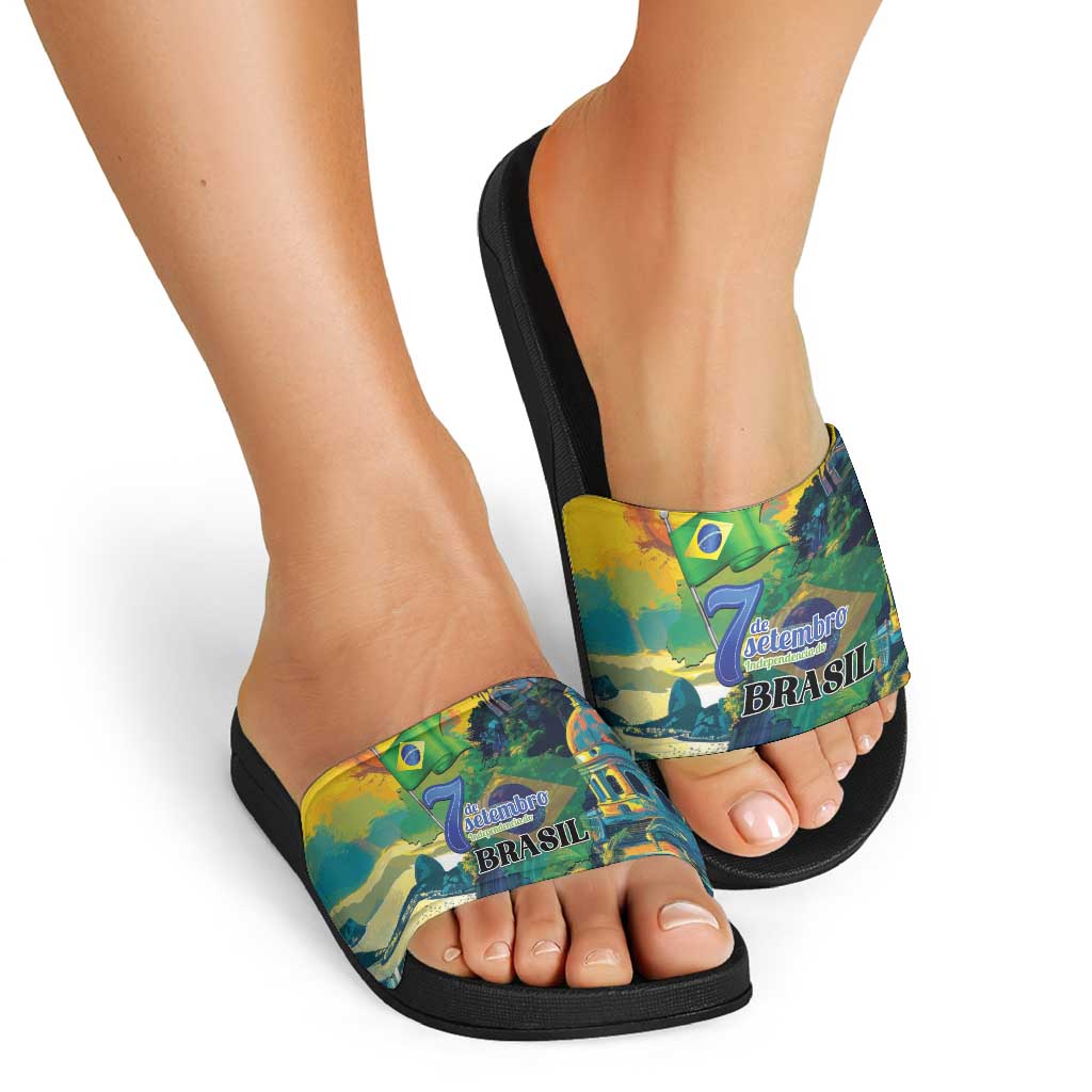 Brazil Sete de Setembro Slide Sandals Brasil Rio de Janeiro Art Style LT01