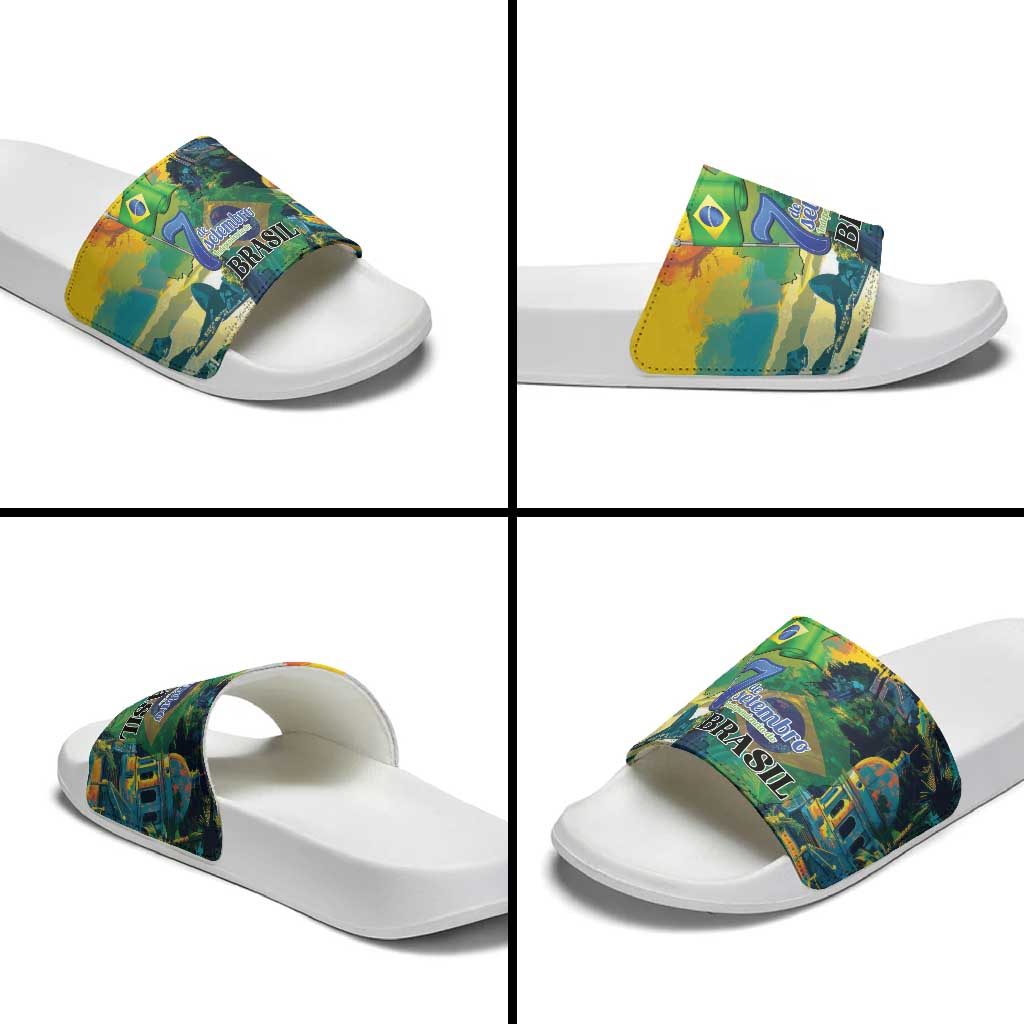 Brazil Sete de Setembro Slide Sandals Brasil Rio de Janeiro Art Style LT01