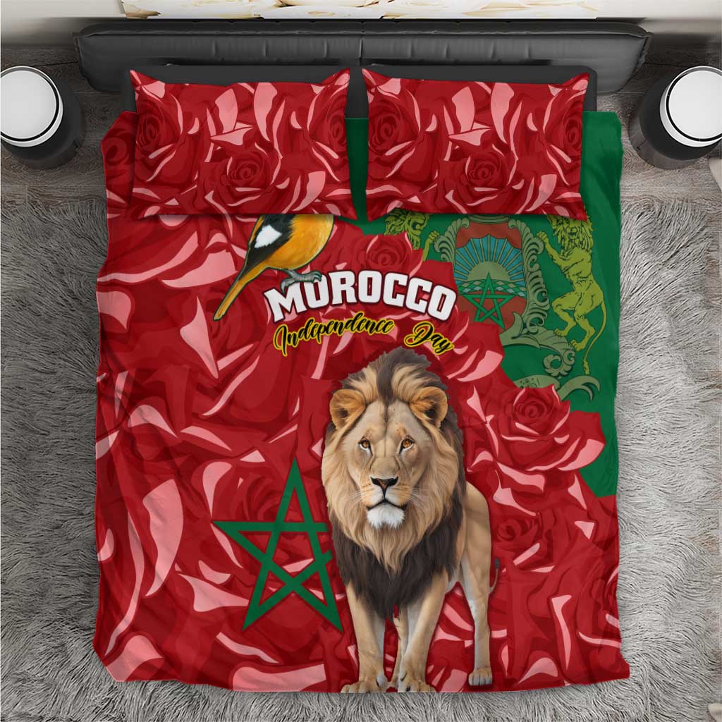 Morocco Independence Day Bedding Set with Barbary Lion and Moussier's Redstart LT01