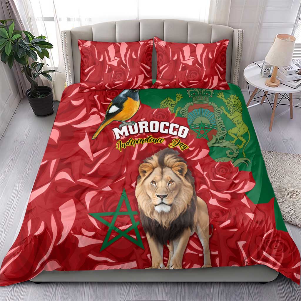 Morocco Independence Day Bedding Set with Barbary Lion and Moussier's Redstart LT01