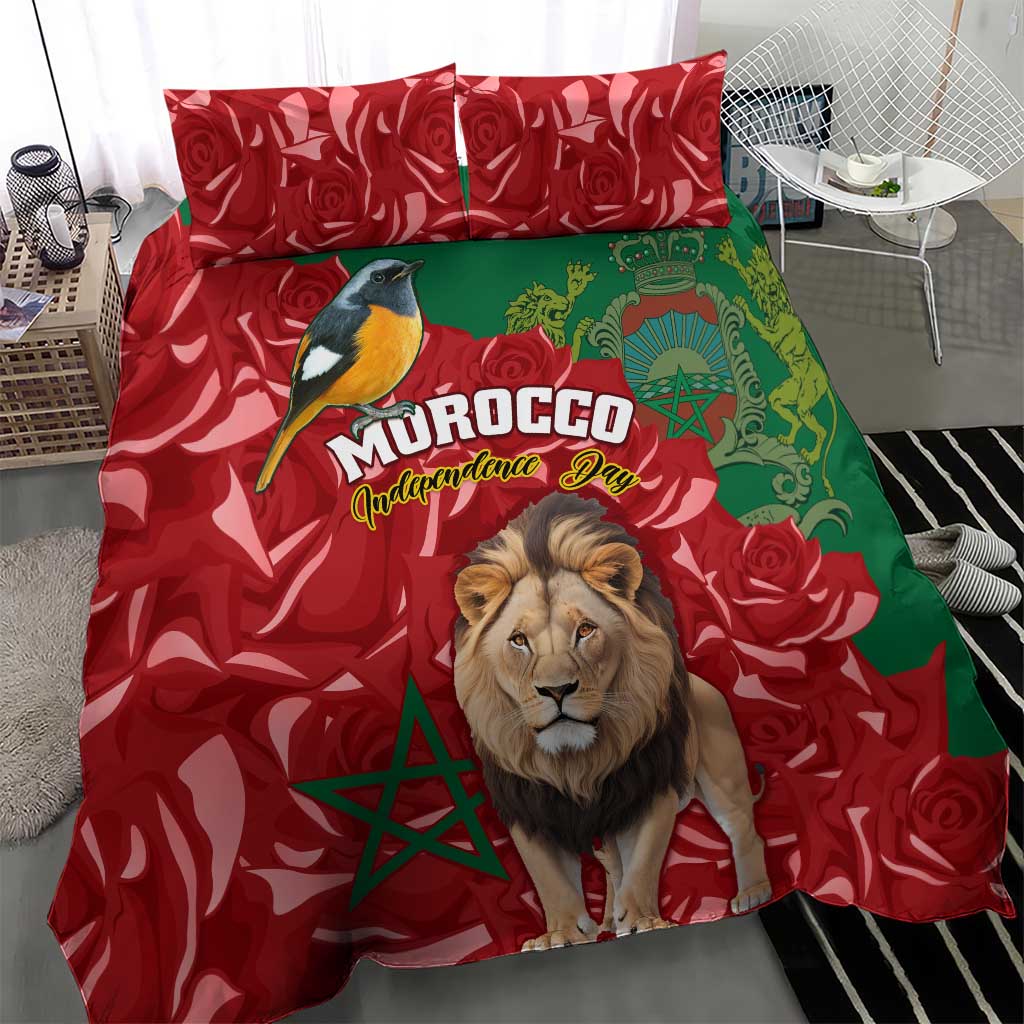 Morocco Independence Day Bedding Set with Barbary Lion and Moussier's Redstart LT01