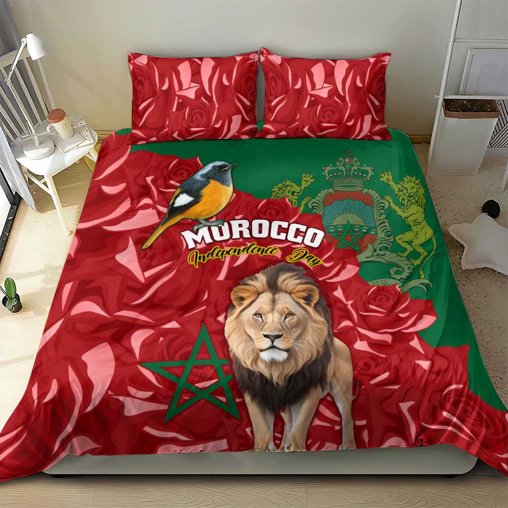 Morocco Independence Day Bedding Set with Barbary Lion and Moussier's Redstart LT01