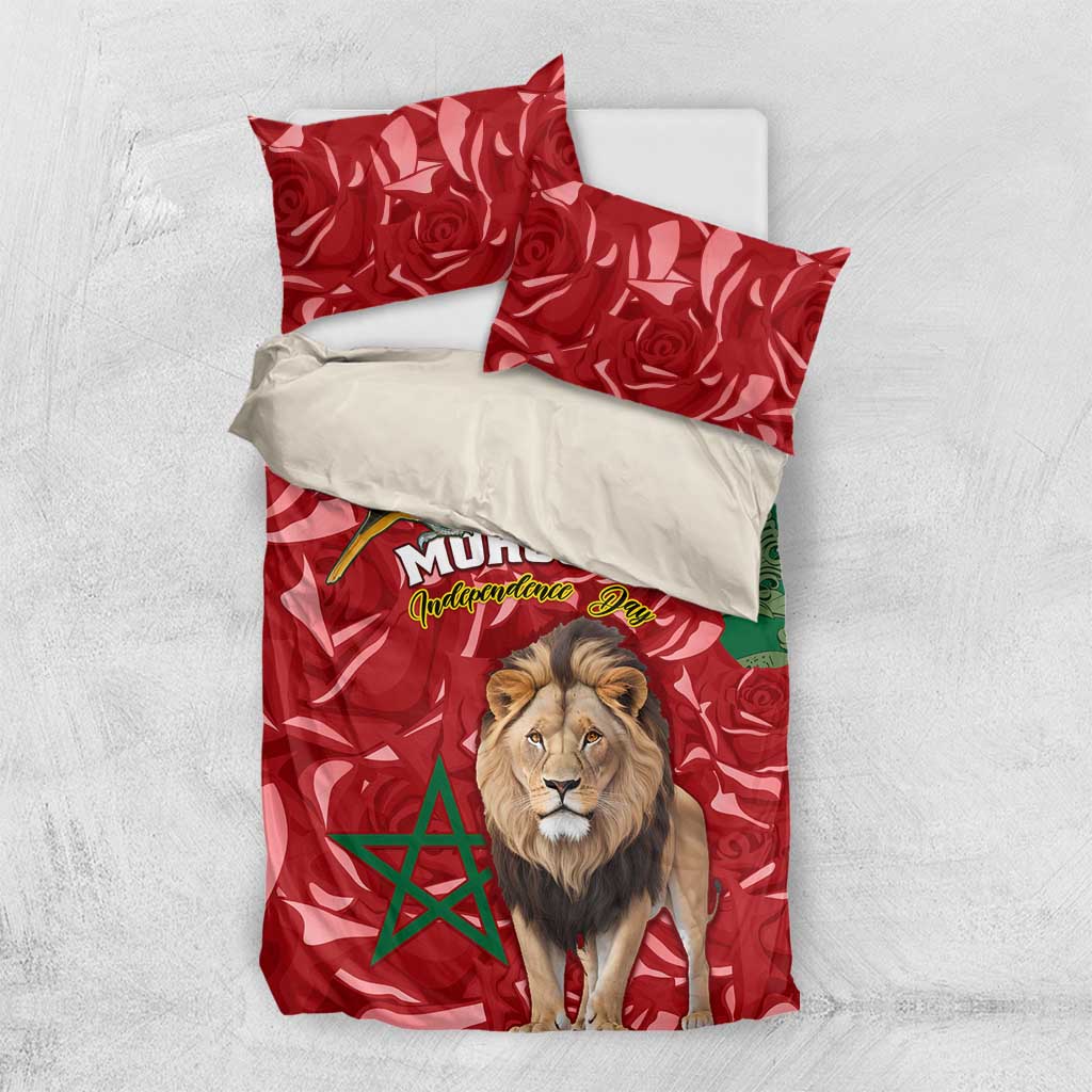 Morocco Independence Day Bedding Set with Barbary Lion and Moussier's Redstart LT01
