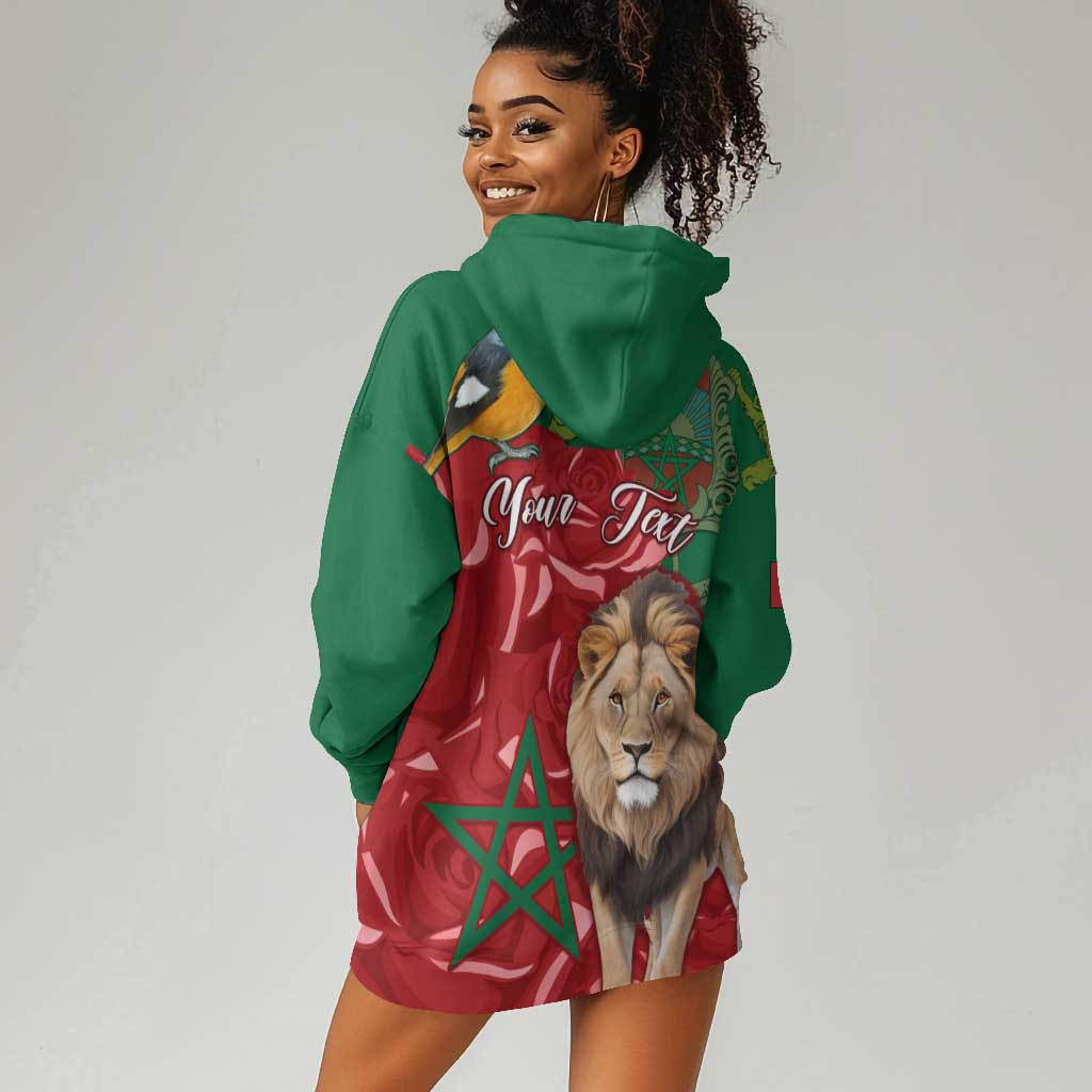 Morocco Independence Day Hoodie Dress with Barbary Lion and Moussier's Redstart LT01