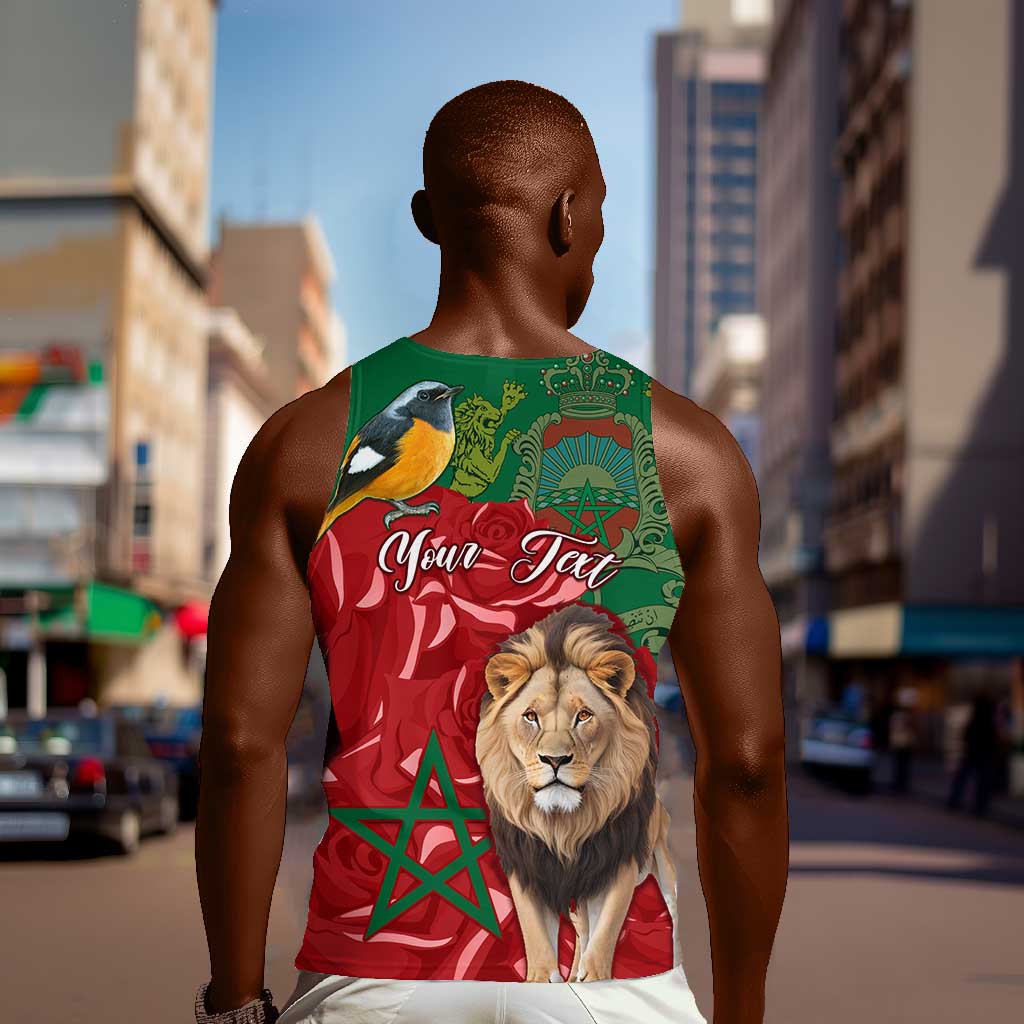 Morocco Independence Day Men Tank Top with Barbary Lion and Moussier's Redstart LT01