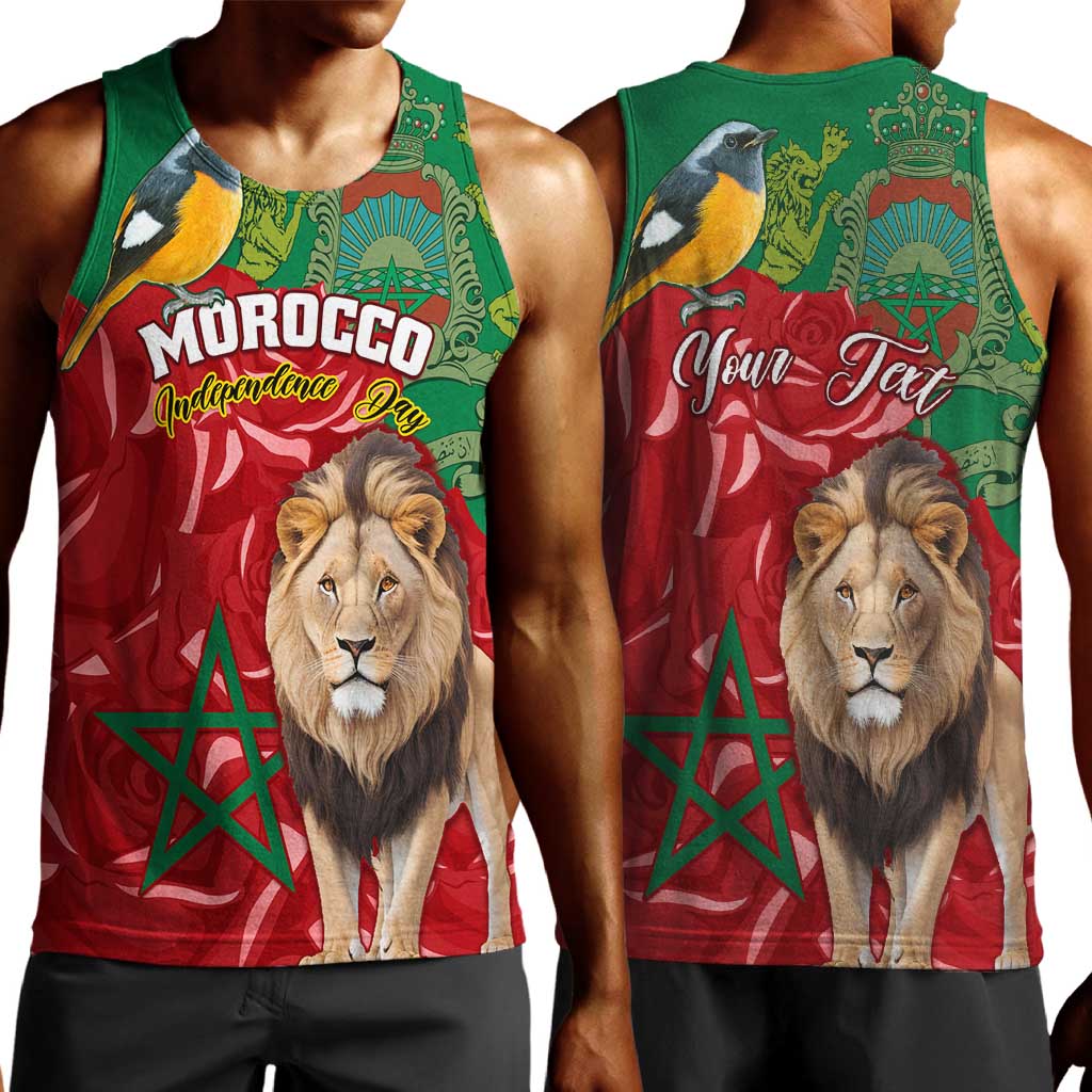 Morocco Independence Day Men Tank Top with Barbary Lion and Moussier's Redstart LT01