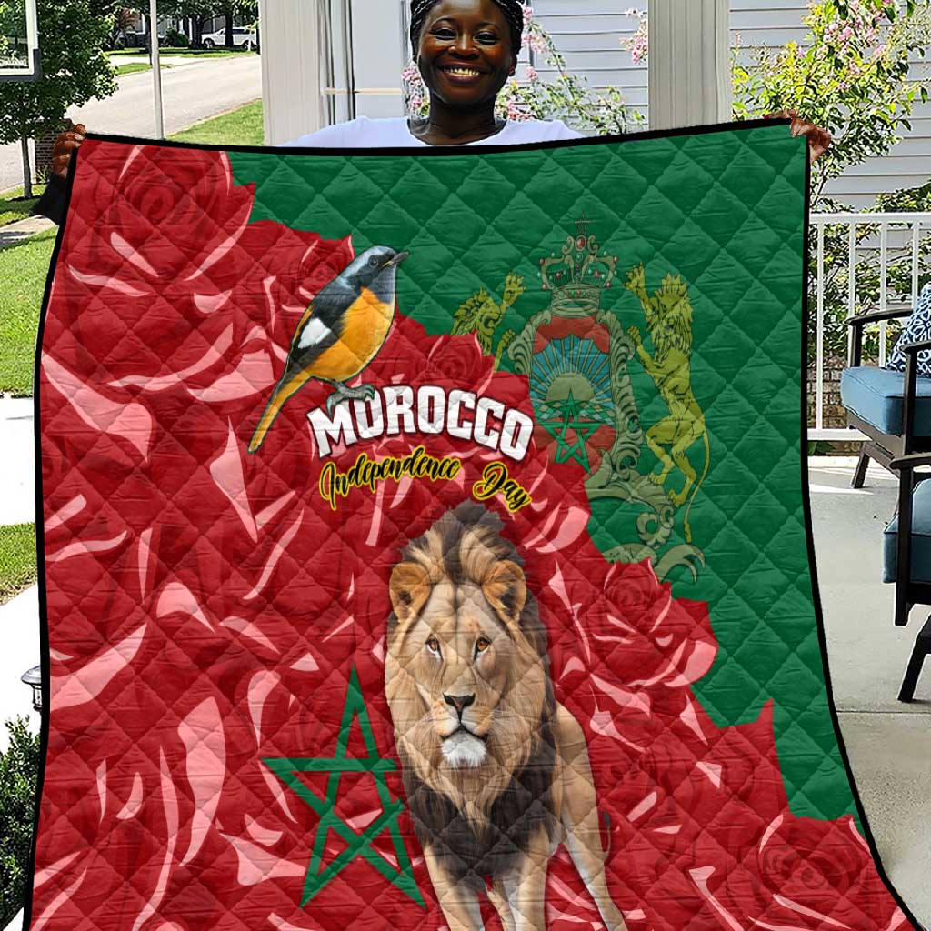 Morocco Independence Day Quilt with Barbary Lion and Moussier's Redstart LT01
