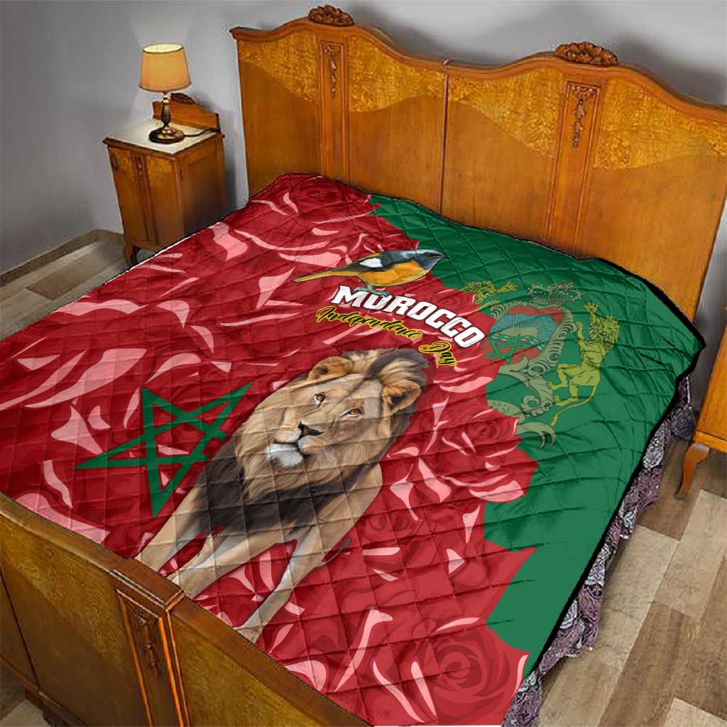 Morocco Independence Day Quilt with Barbary Lion and Moussier's Redstart LT01