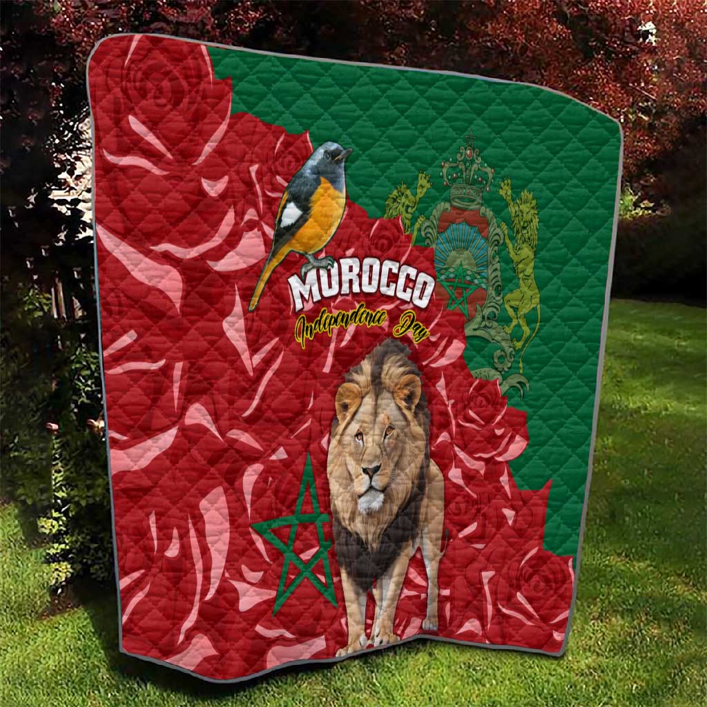 Morocco Independence Day Quilt with Barbary Lion and Moussier's Redstart LT01