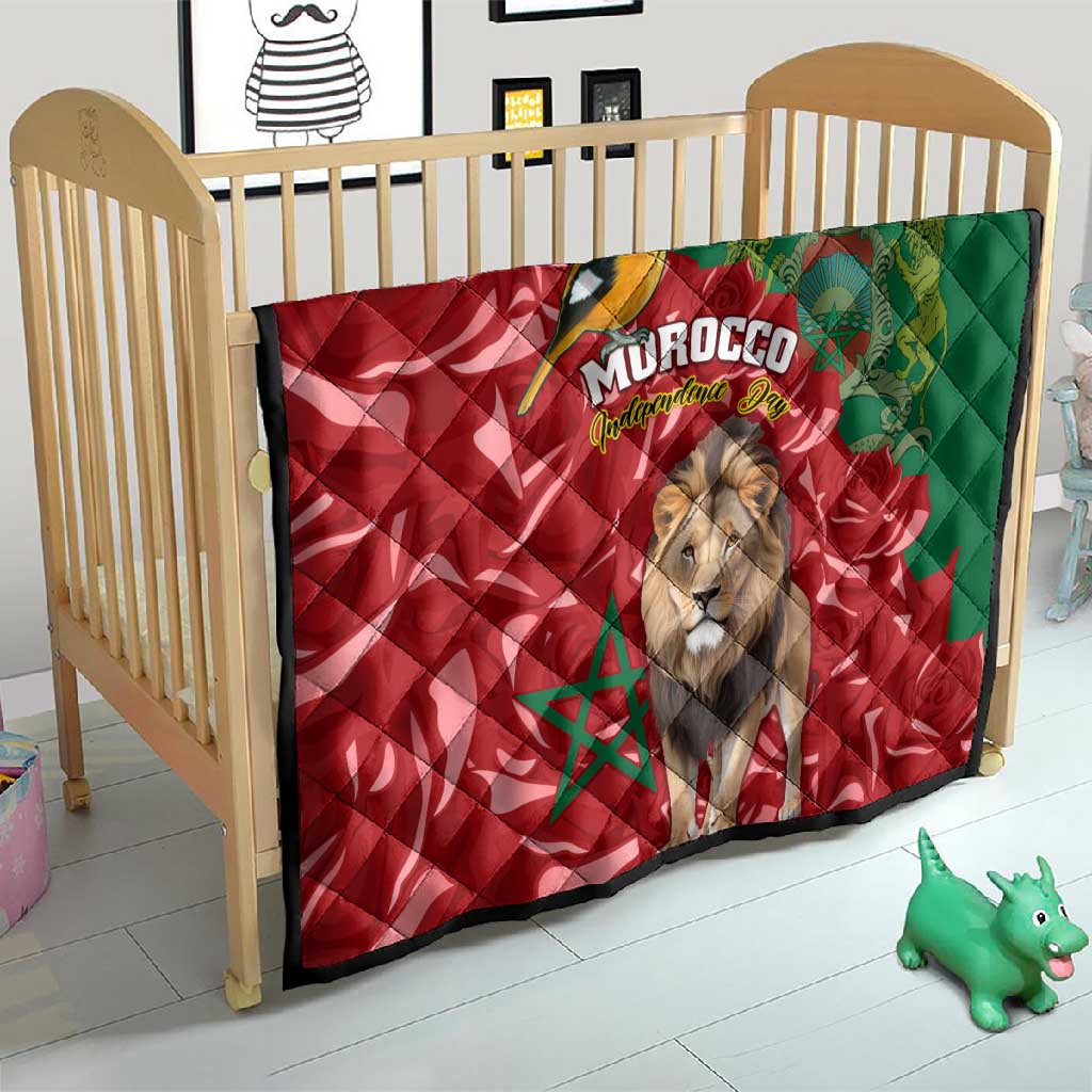 Morocco Independence Day Quilt with Barbary Lion and Moussier's Redstart LT01