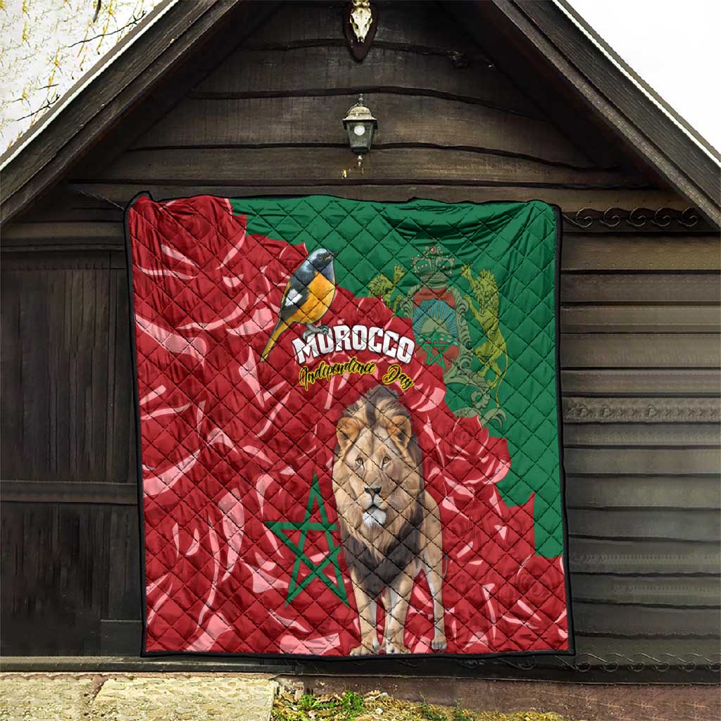 Morocco Independence Day Quilt with Barbary Lion and Moussier's Redstart LT01