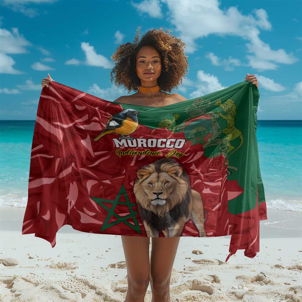 Morocco Independence Day Sarong with Barbary Lion and Moussier's Redstart LT01