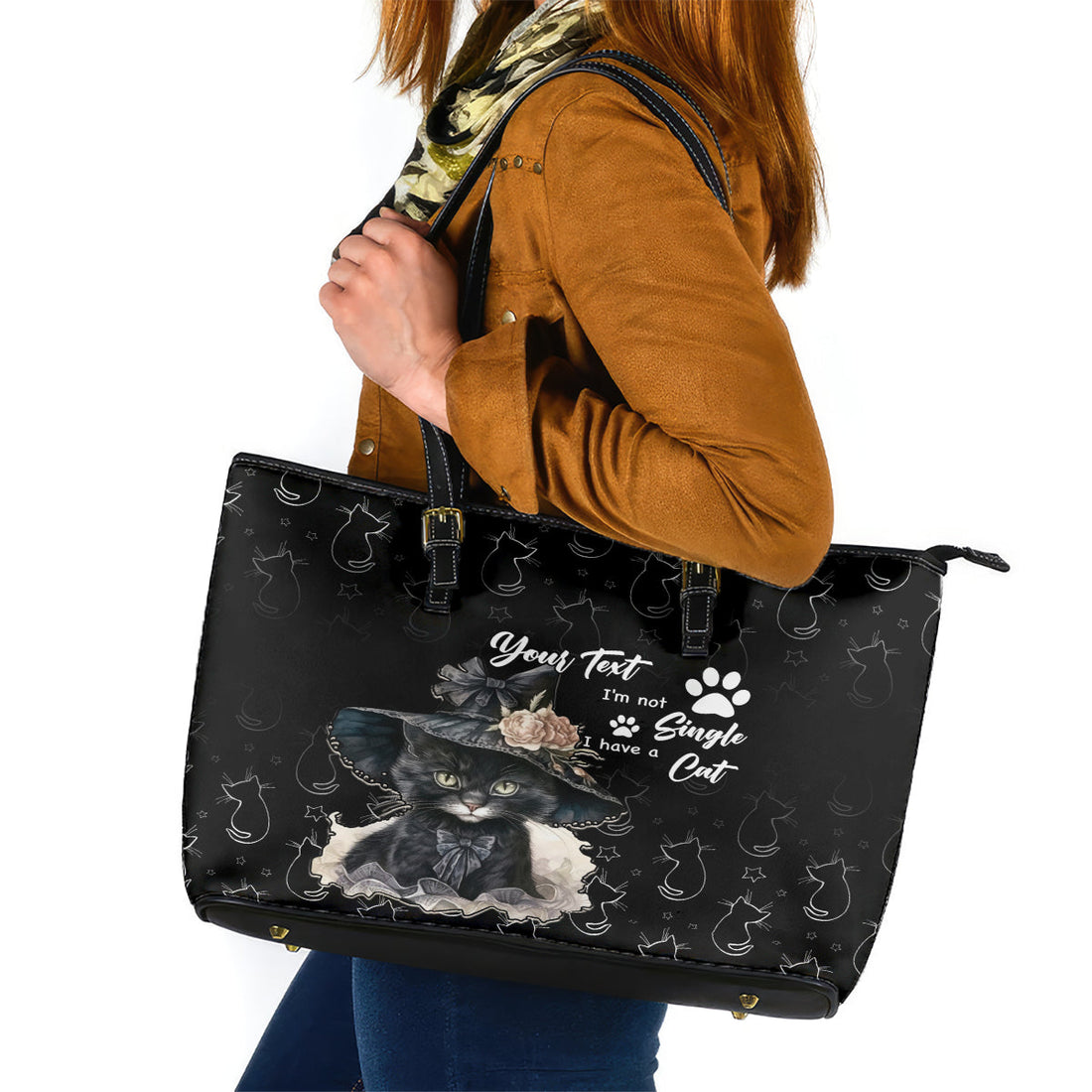 Single Day Leather Tote Bag I Am Not Single I Have A Cat LT01