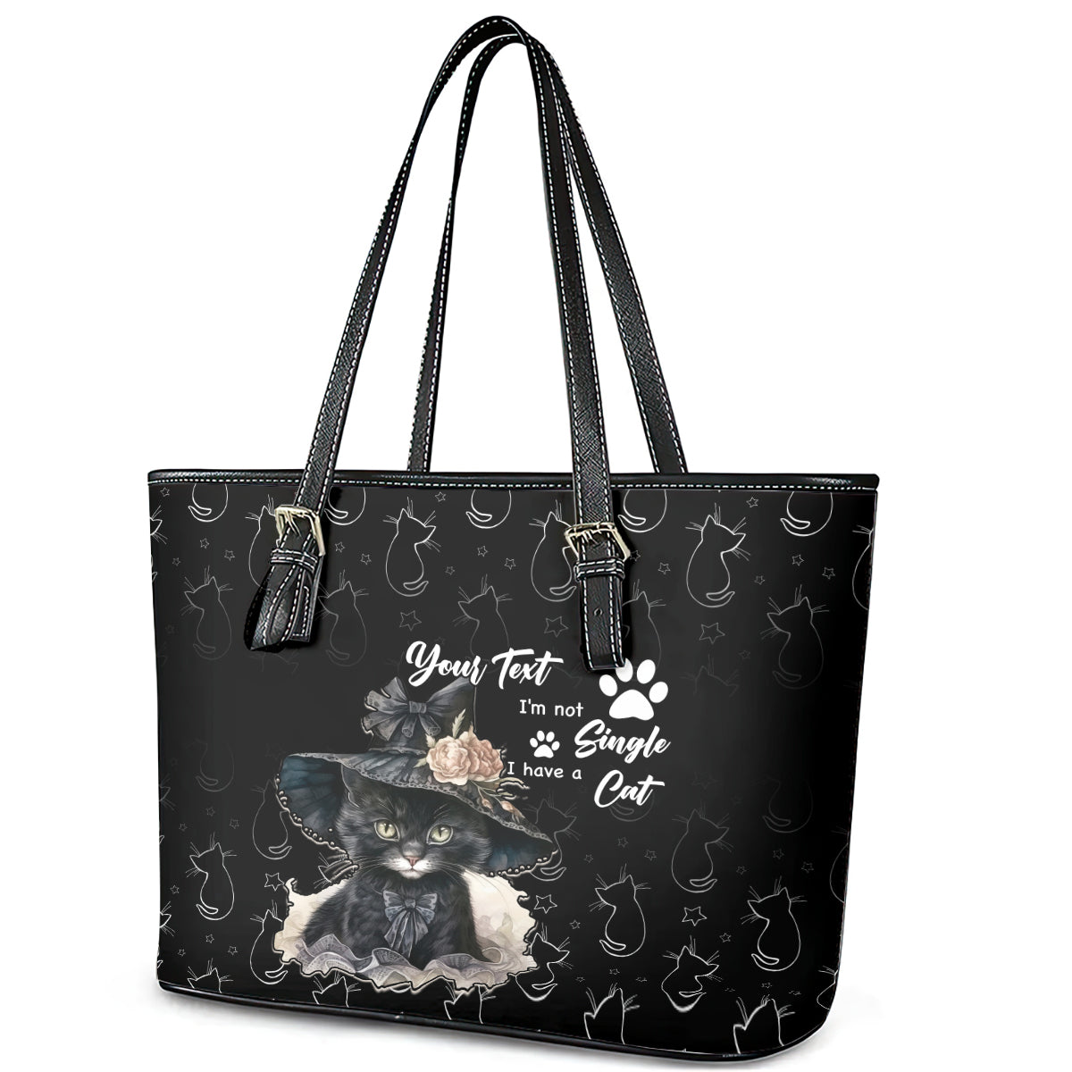 Single Day Leather Tote Bag I Am Not Single I Have A Cat LT01