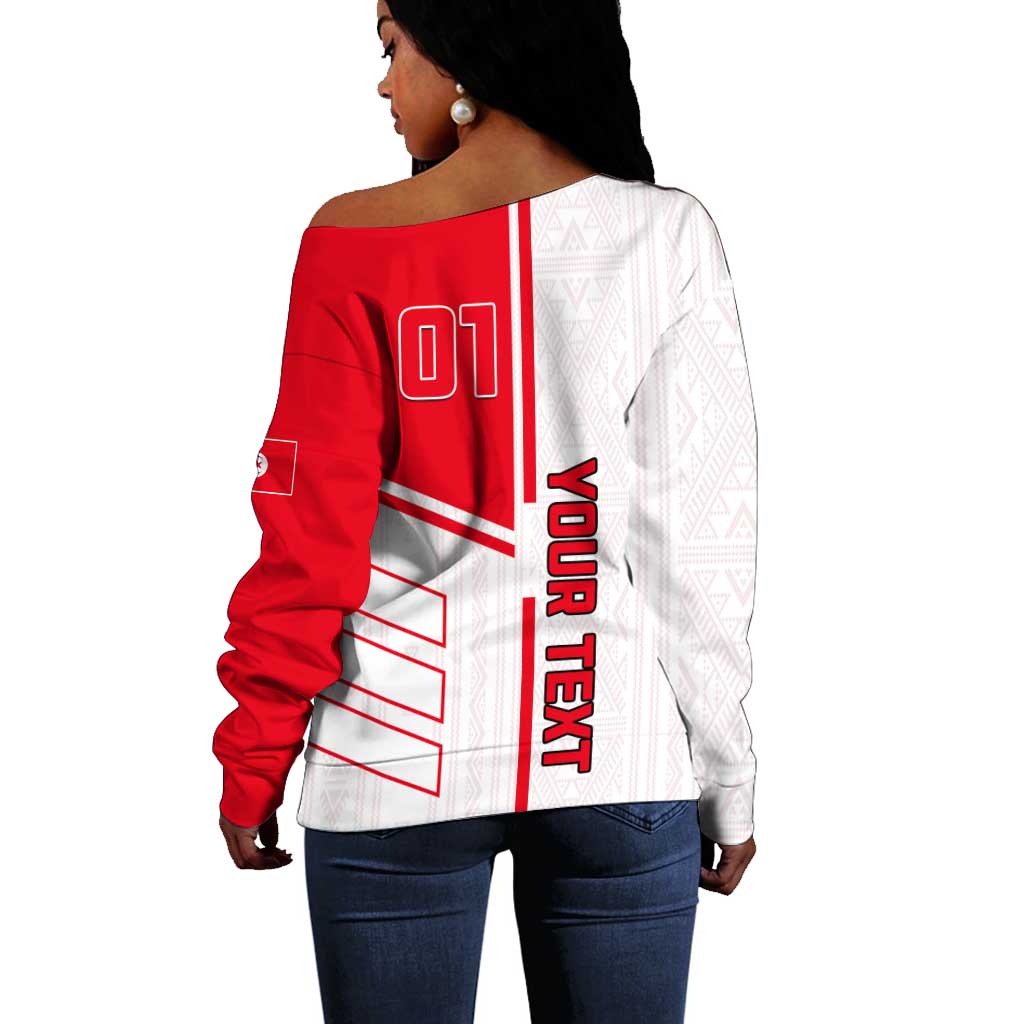 Tunisia Football Off Shoulder Sweater - Victory for the Eagles of Carthage LT01