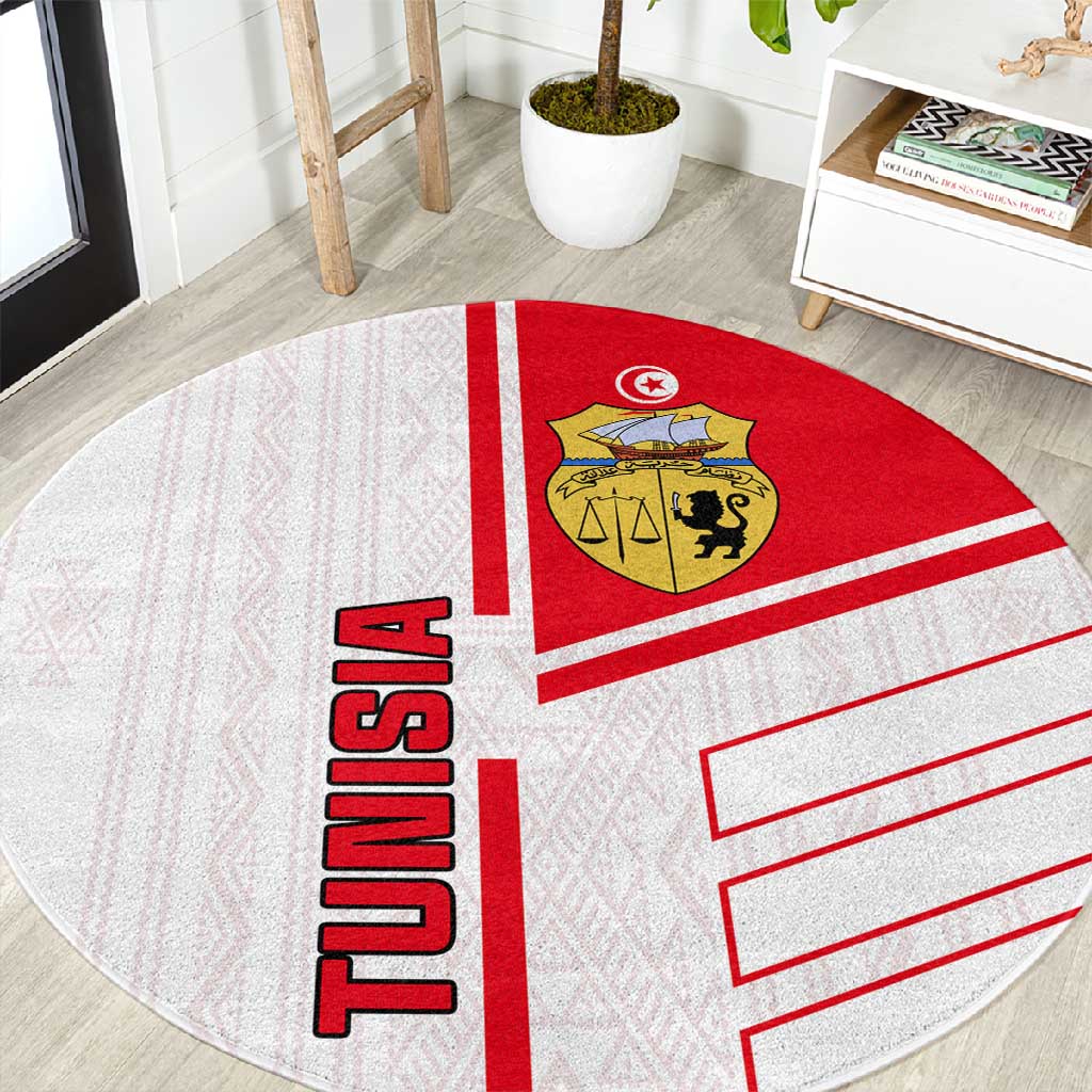 Tunisia Football Round Carpet - Victory for the Eagles of Carthage LT01