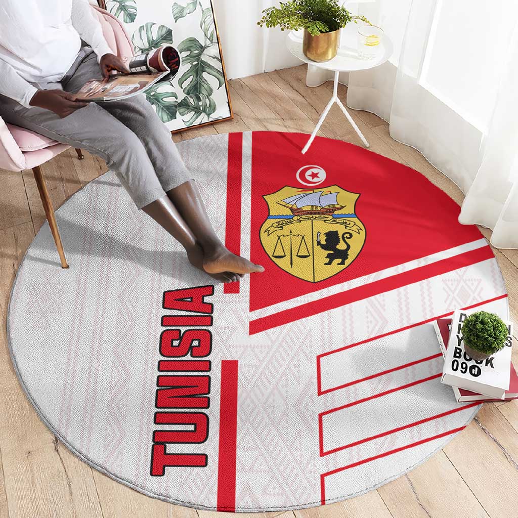 Tunisia Football Round Carpet - Victory for the Eagles of Carthage LT01