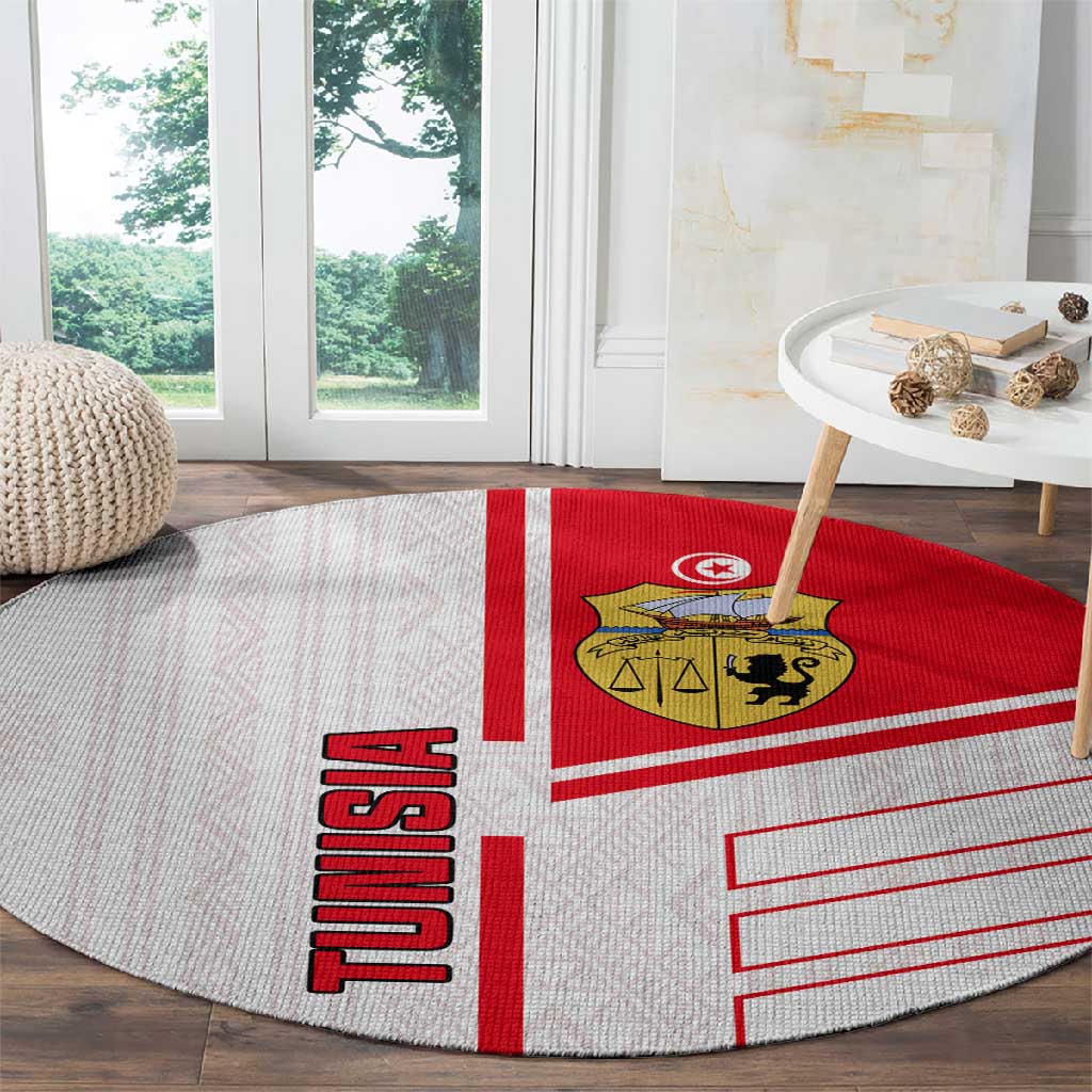 Tunisia Football Round Carpet - Victory for the Eagles of Carthage LT01