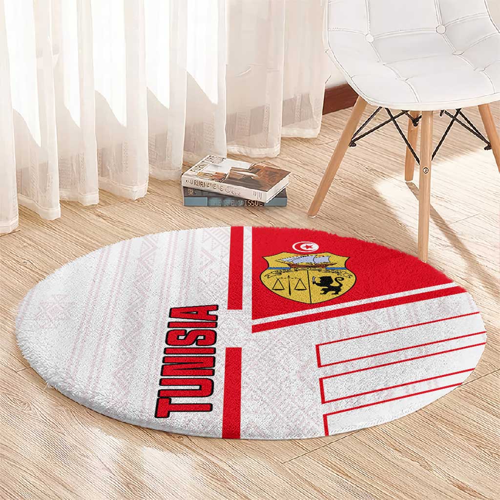 Tunisia Football Round Carpet - Victory for the Eagles of Carthage LT01