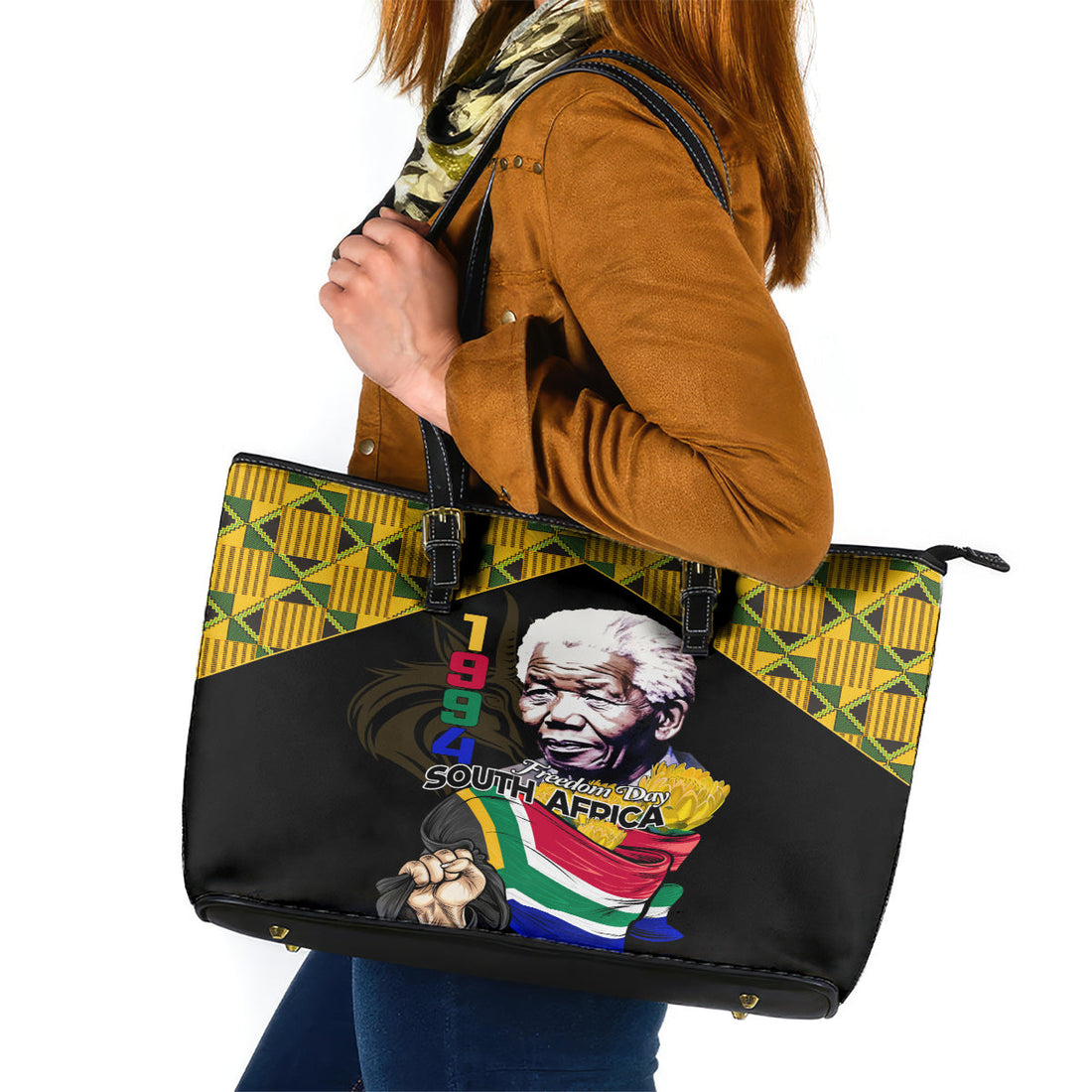 South Africa Freedom Day 2024 Leather Tote Bag Happy 30th Anniversary LT01