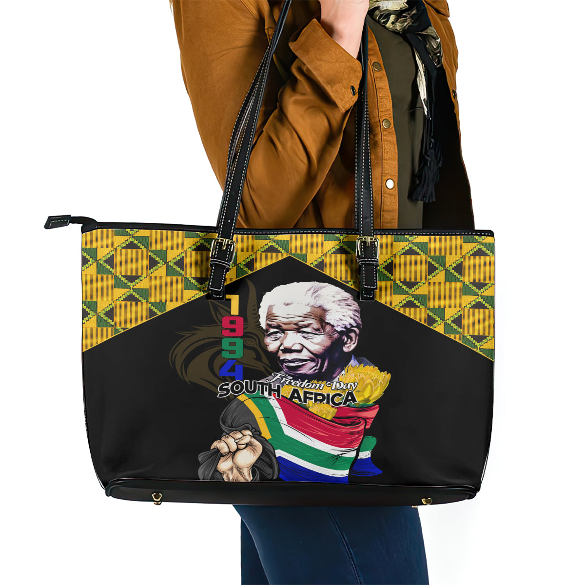 South Africa Freedom Day 2024 Leather Tote Bag Happy 30th Anniversary LT01
