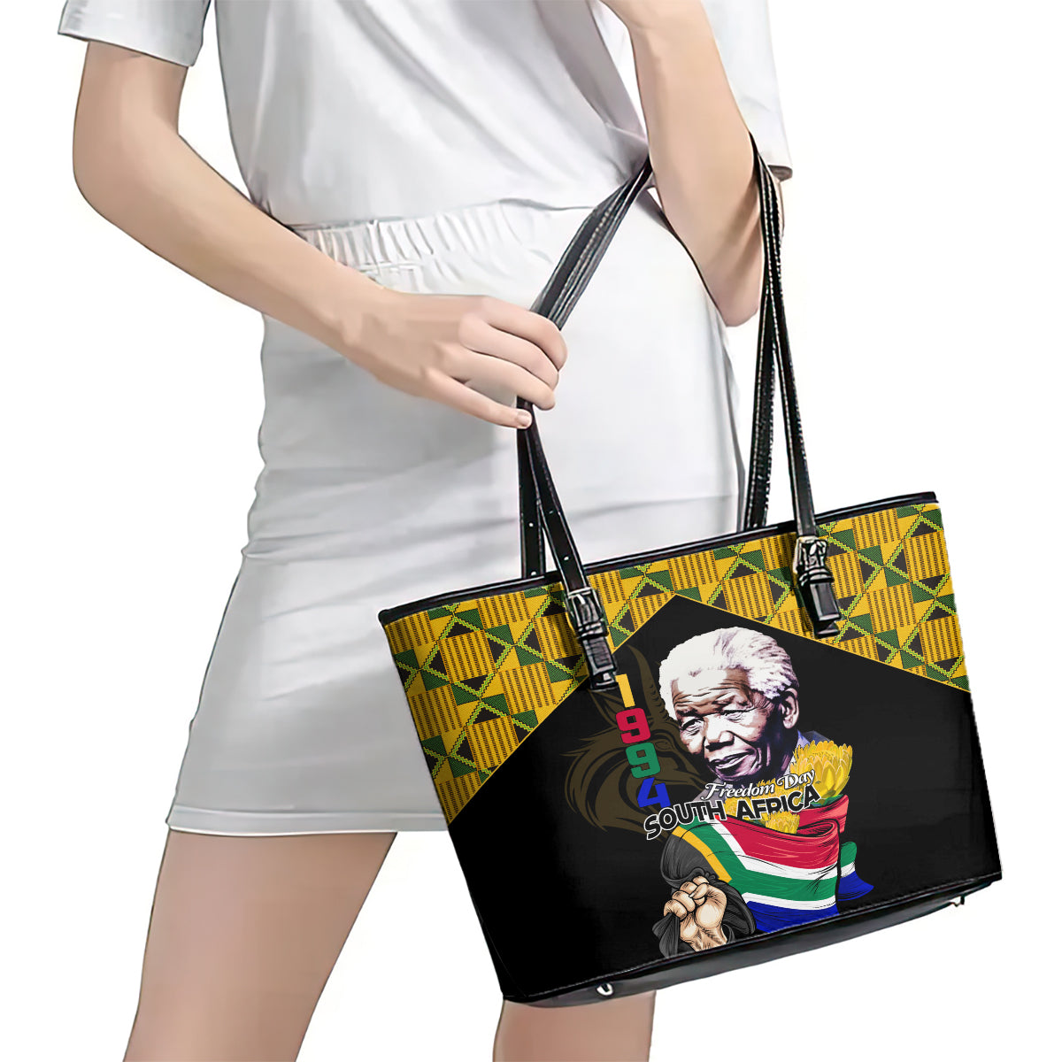 South Africa Freedom Day 2024 Leather Tote Bag Happy 30th Anniversary LT01