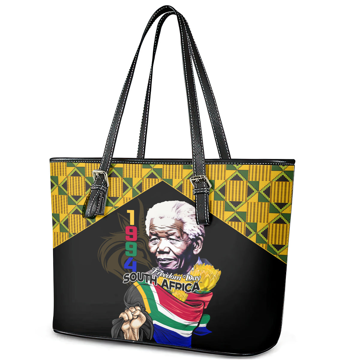 South Africa Freedom Day 2024 Leather Tote Bag Happy 30th Anniversary LT01