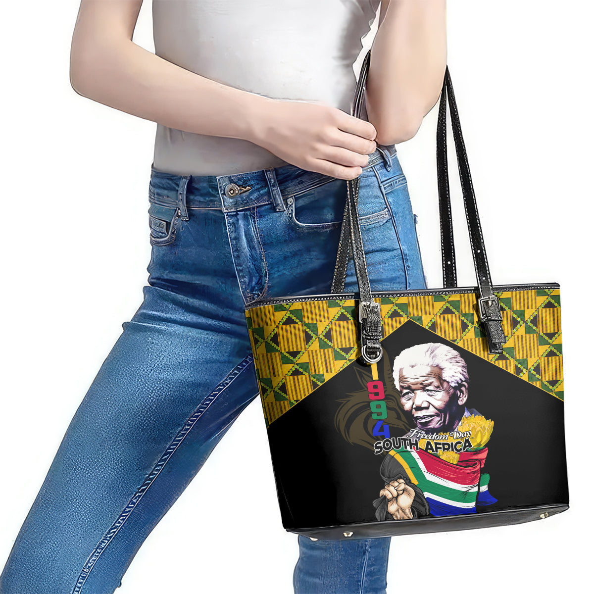 South Africa Freedom Day 2024 Leather Tote Bag Happy 30th Anniversary LT01