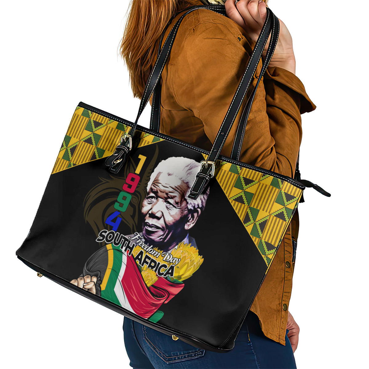 South Africa Freedom Day 2024 Leather Tote Bag Happy 30th Anniversary LT01
