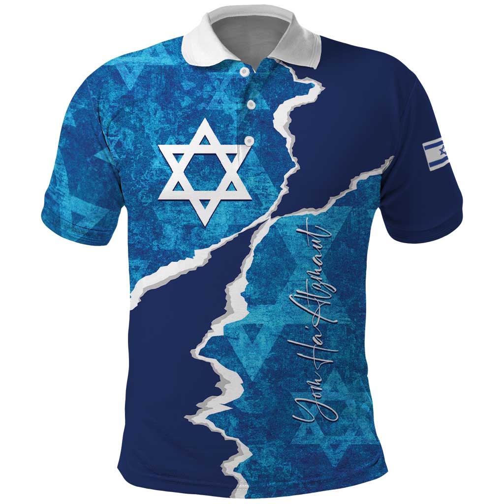 Personalized Israel Yom Ha'atzmaut Polo Shirt Star of David Grunge Style LT01