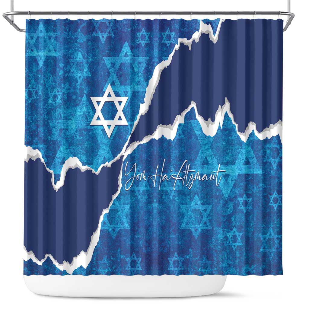 Israel Yom Ha'atzmaut Shower Curtain Star of David Grunge Style LT01