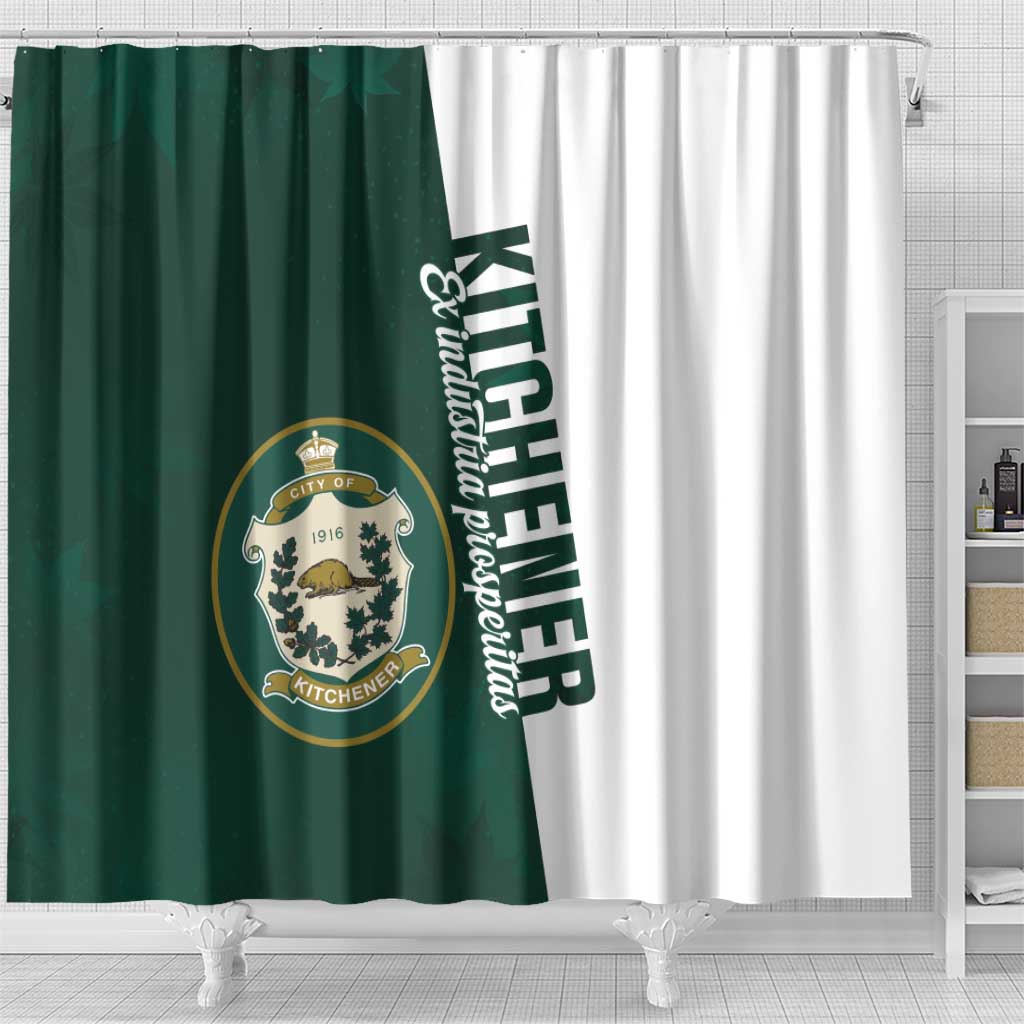 Personalised Canada Kitchener Shower Curtain Ex Industria Prosperitas LT01