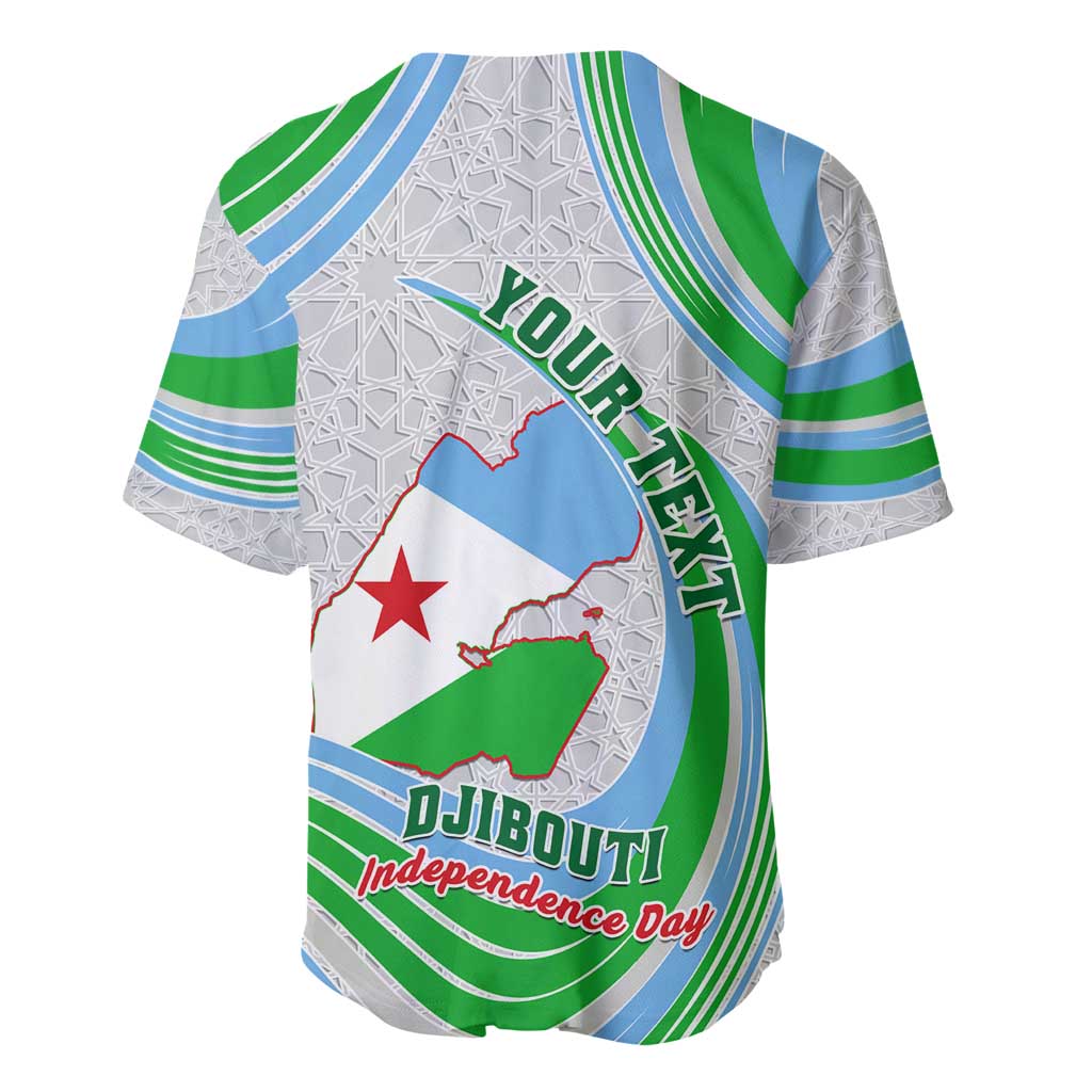 Custom Djibouti Independence Day Baseball Jersey - June 27, Jabuuti Emblem with Islamic Pattern LT01