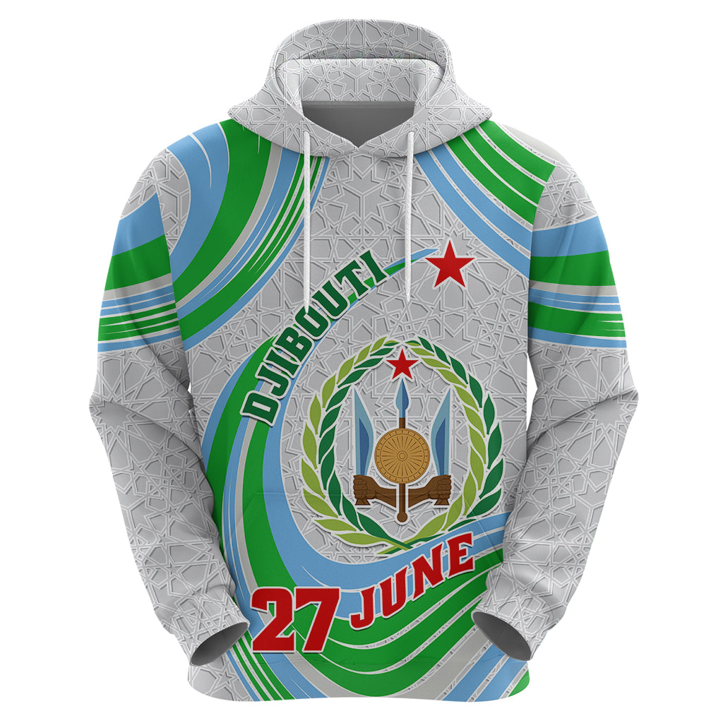 Custom 27 June Djibouti Independence Day Hoodie Jabuuti Emblem Mix Islamic Pattern LT01